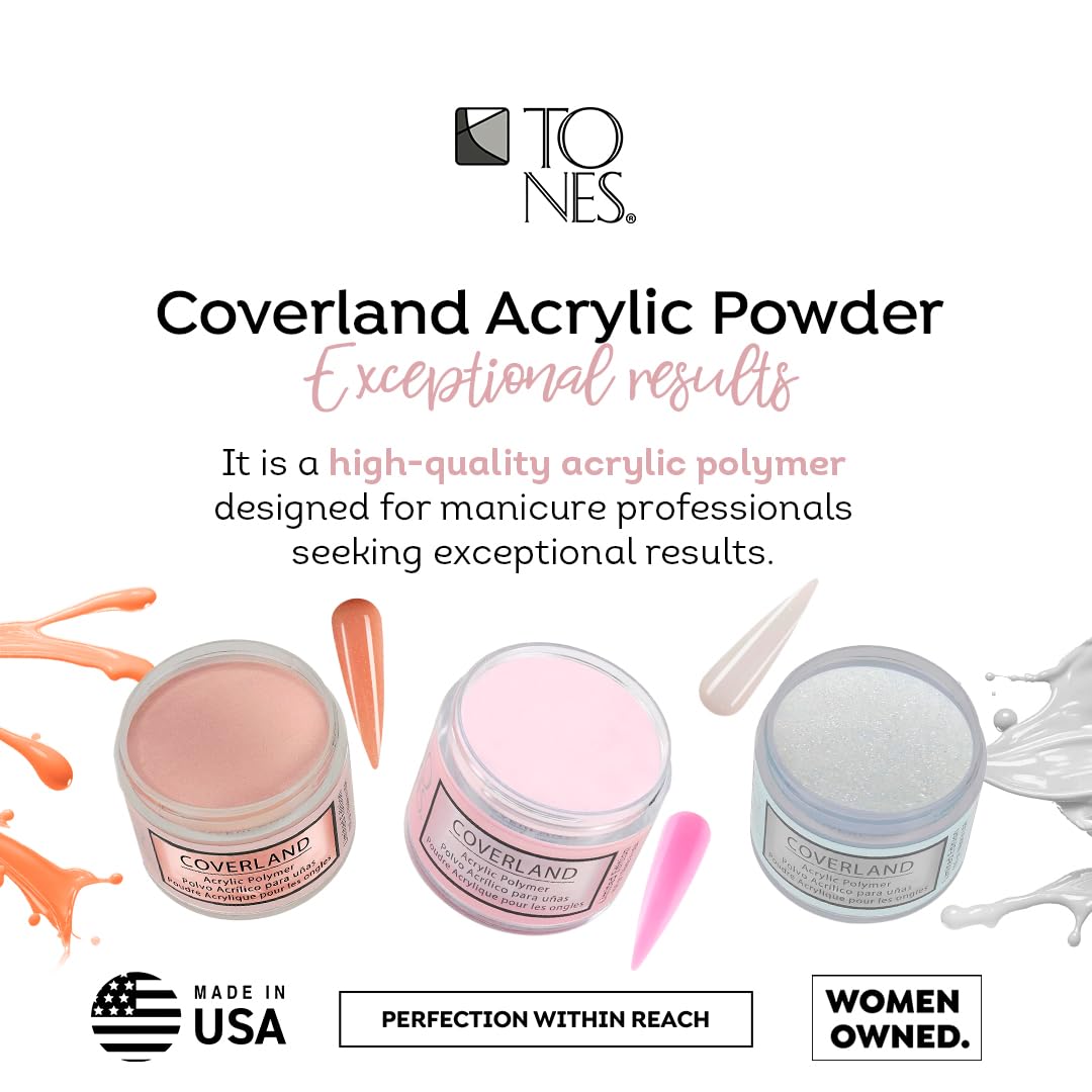 Tones Coverland Acrylic Powder "Frosted Diamonds" - Limited Edition for Nail Design, Sculpting, and Masking Nail Bed Imperfections - Professional Supplies - (1.5 Oz) - Image 2