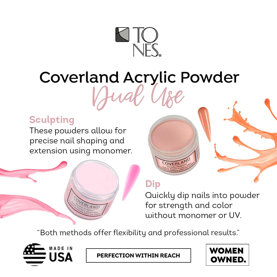 Tones Coverland Acrylic Powder "Frosted Diamonds" - Limited Edition for Nail Design, Sculpting, and Masking Nail Bed Imperfections - Professional Supplies - (1.5 Oz) - Image 3