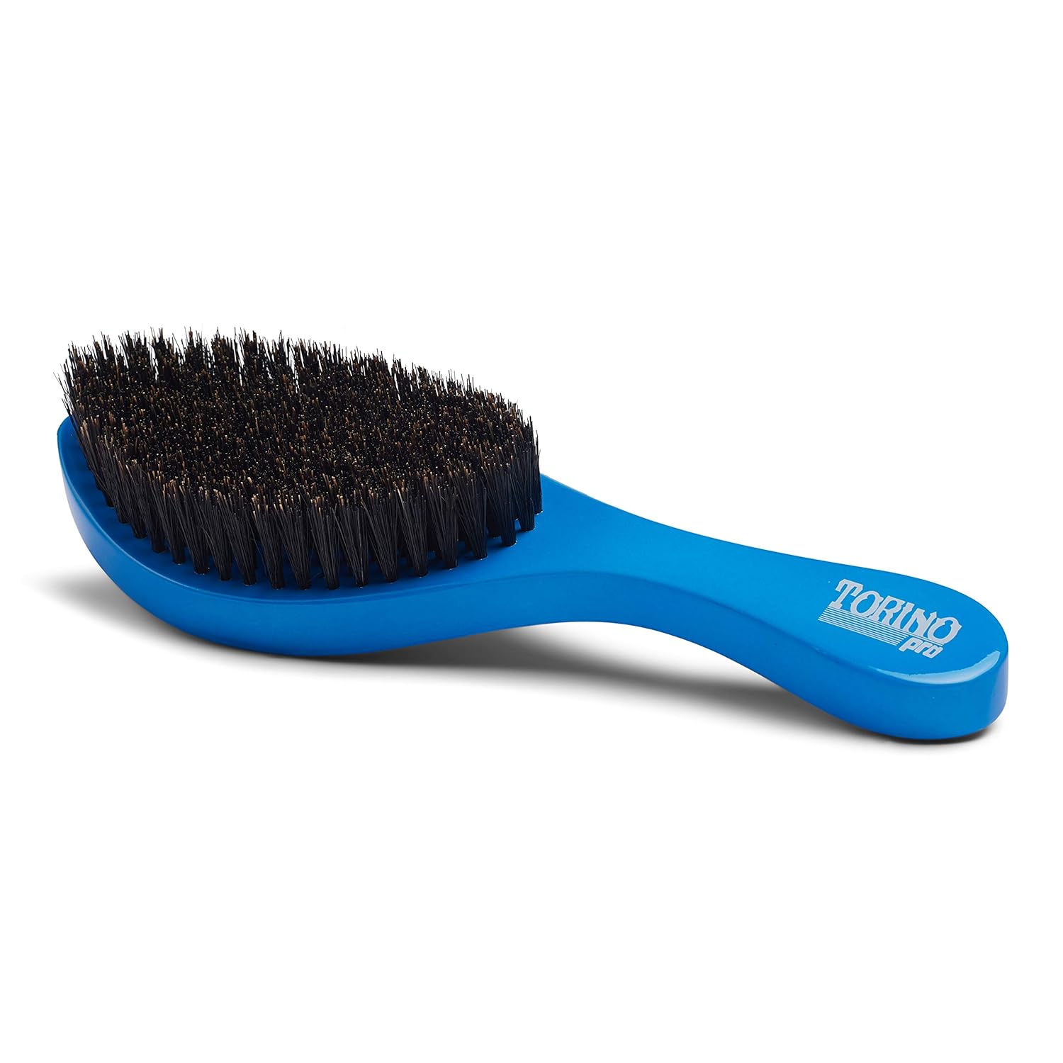 Torino Pro Wave Brushes by Brush King - Medium Curve Waves Brush #350 - Blue, Boar Bristles, Oval, for 360 Waves Hair Care - Image 4