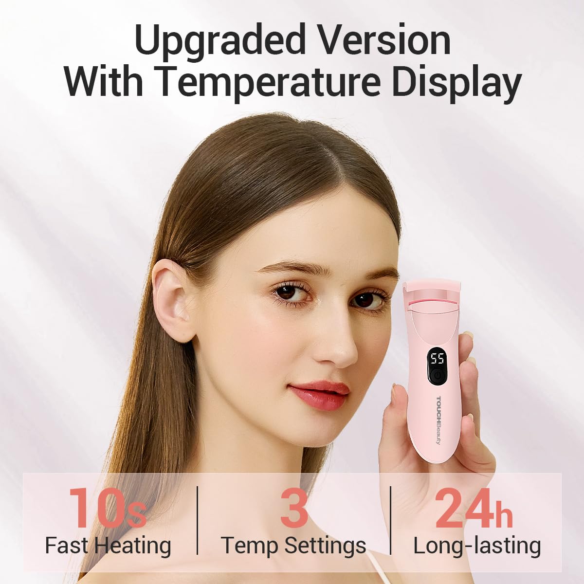TOUCHBeauty Rechargeable Heated Eyelash Curler with LED Display, Featuring 3-Level Adjustable Temperature for a Natural, Long-Lasting Curl (Up to 24 Hours) AG-2316-Pink - Image 2