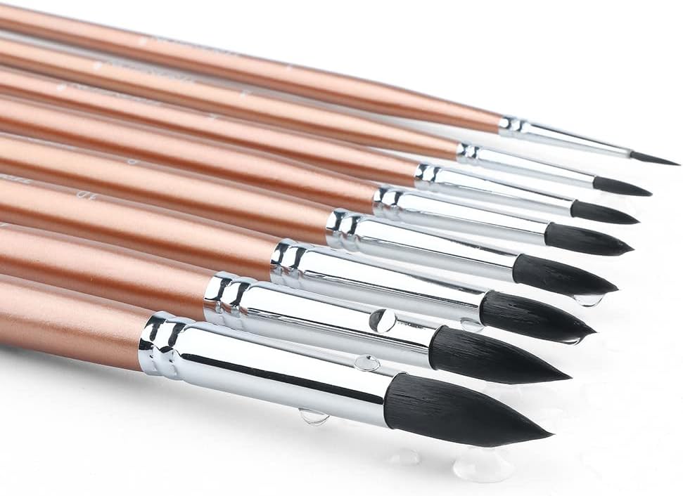 Transon 8pcs Round Watercolor Paint Brush Set Goat Hair for Watercolors,Acrylics,Inks,Gouache,Oil and Tempera - Image 2