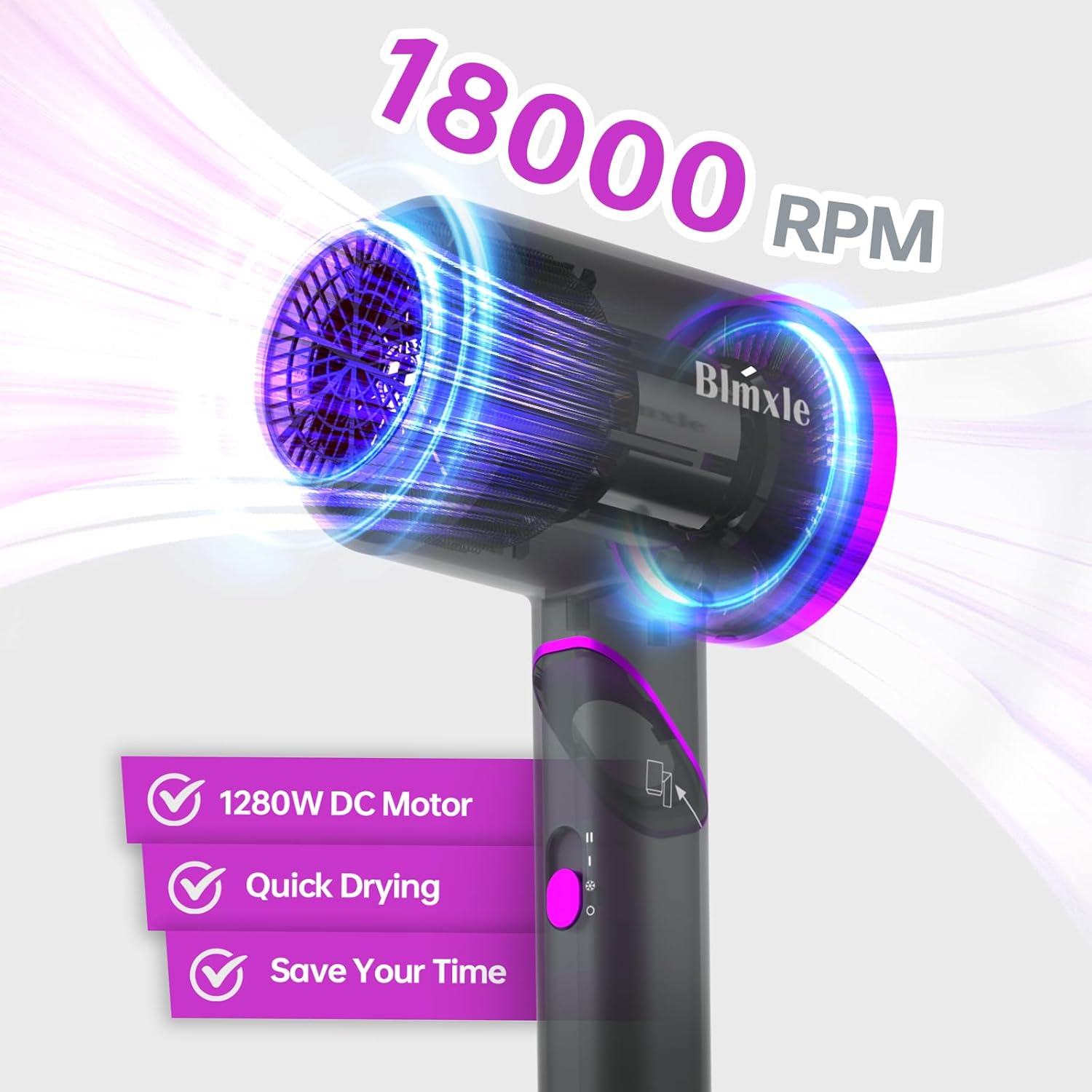 Travel Hair Dryer, Foldable Handle, Lightweight Fast Hair Dryer for Women Men, Portable Constant Temperature Blow Dryer for Hair Care, Black - Image 3