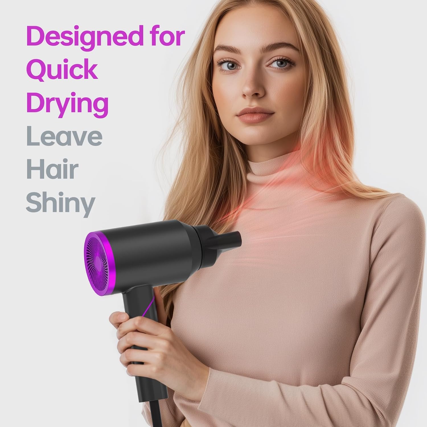Travel Hair Dryer, Foldable Handle, Lightweight Fast Hair Dryer for Women Men, Portable Constant Temperature Blow Dryer for Hair Care, Black - Image 6