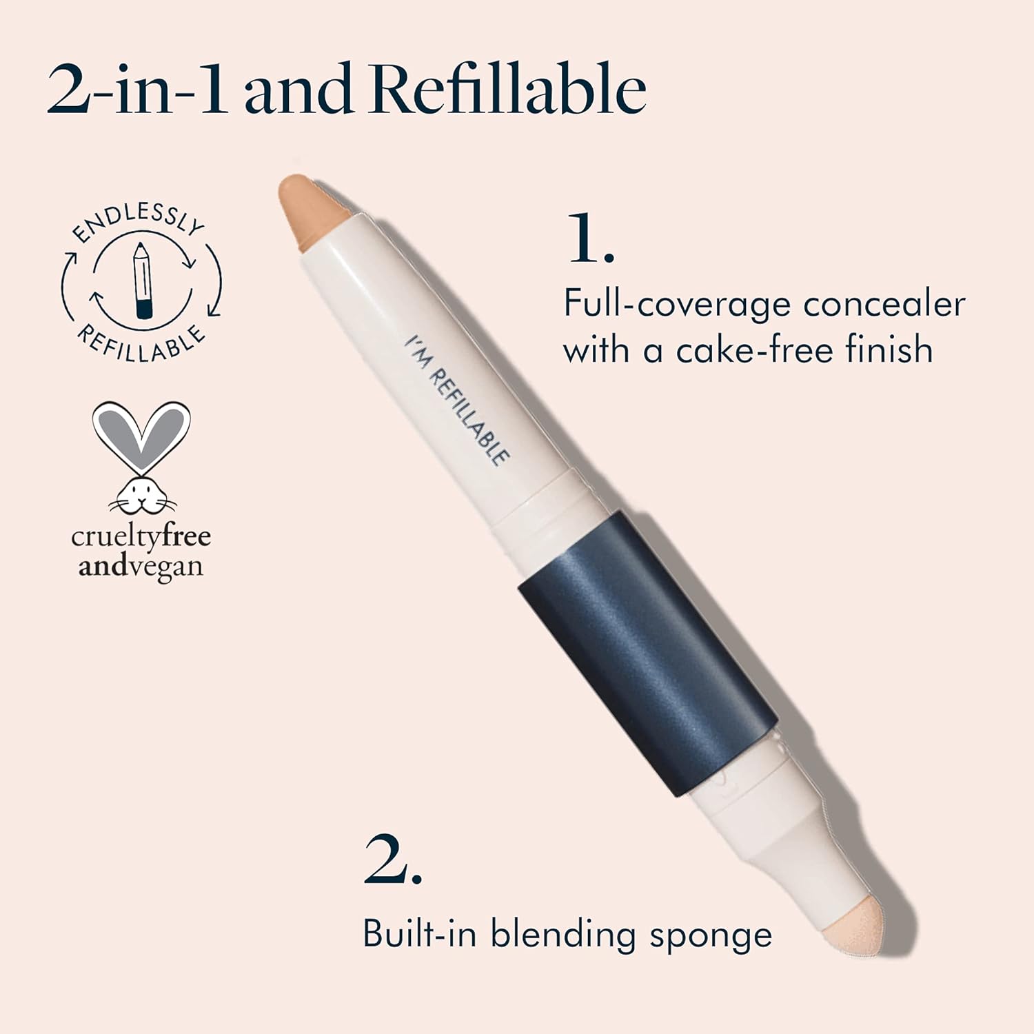 Trestique Concealer Crayon, Refillable Under Eye Concealer With Built-In Blending Sponge, Sustainable Clean Beauty Makeup - Image 2