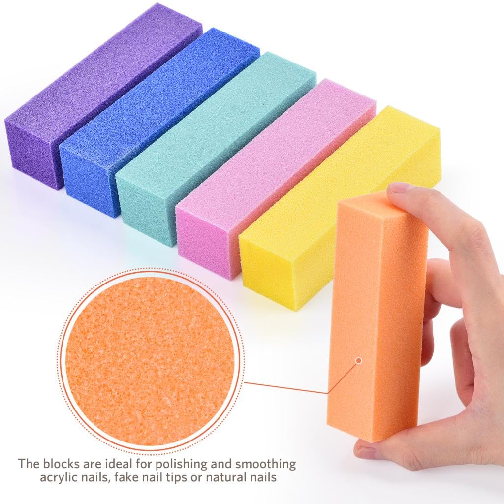 TsMADDTs Nail Files and Buffers, Professional Manicure Tools Kit Rectangular Art Care Buffer Block Tools 100 180 Grit 12PCS(Black) - Image 4