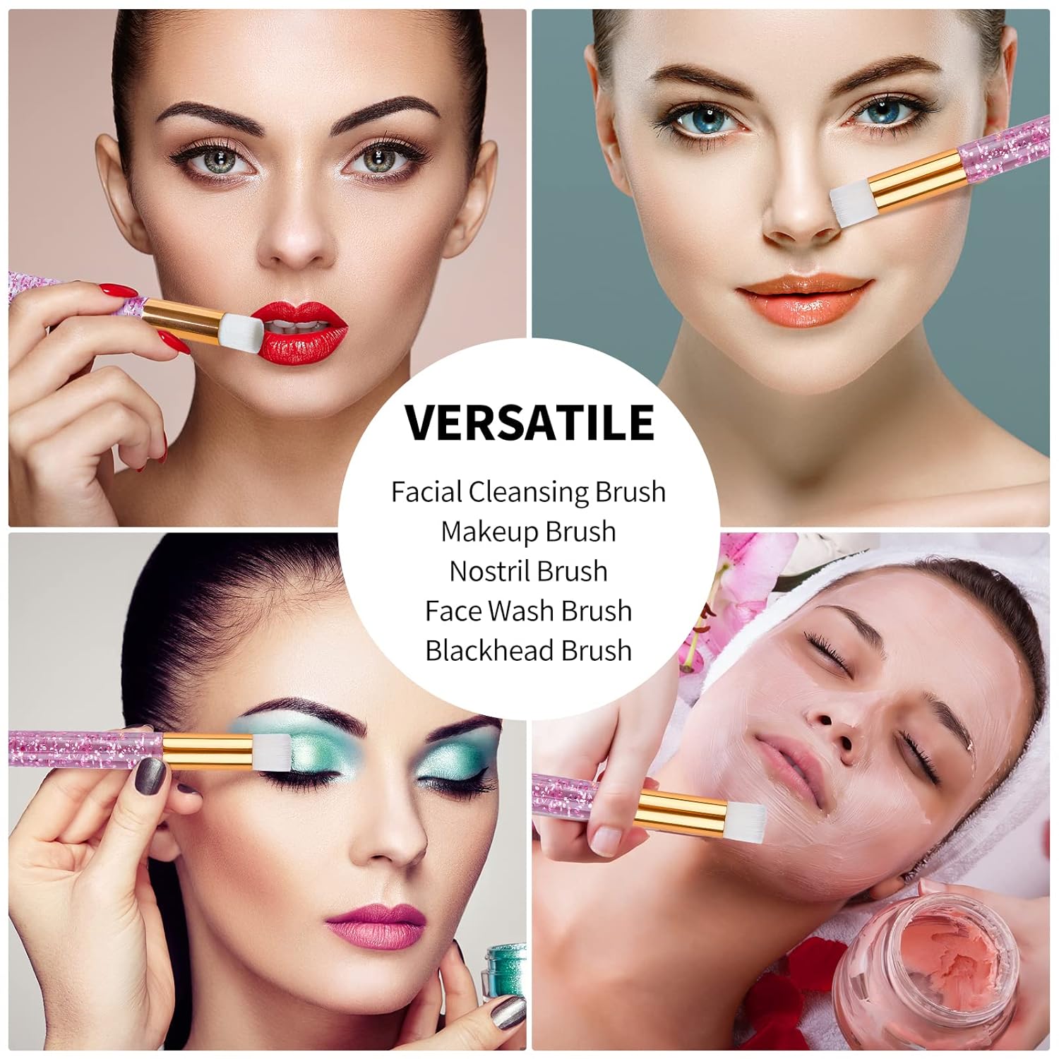 TUZAZO 40 Pieces Pink Lash Shampoo Brushes Set - 20pcs Glitter Crystal Eyelash Extension Cleanser Brush with 20pcs Plastic Travel Tube - Nose Pore Deep Cleaning Brush for Facial Cleansing - Image 6
