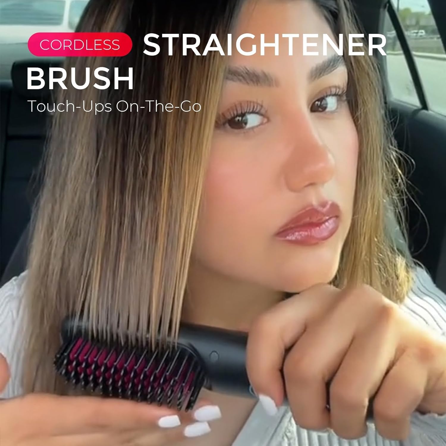 TYMO Cordless Hair Straightener Brush - Upgrade Porta ECO Portable Straightening Brush for Travel, Mini Hot Straightening Comb for Women, Ceramic Coating, Lightweight for Touch-ups,Anti-Scald, Black - Image 2