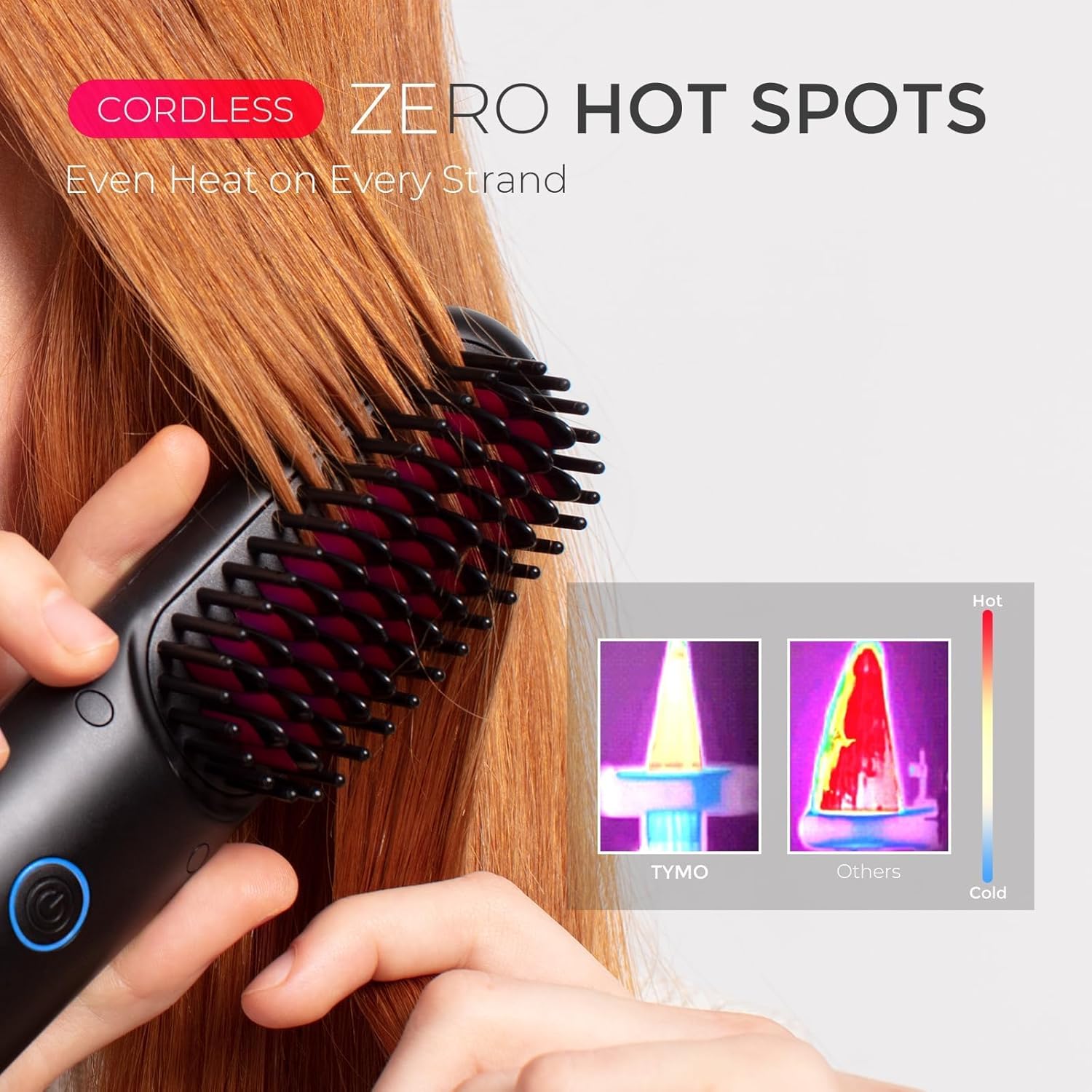 TYMO Cordless Hair Straightener Brush - Upgrade Porta ECO Portable Straightening Brush for Travel, Mini Hot Straightening Comb for Women, Ceramic Coating, Lightweight for Touch-ups,Anti-Scald, Black - Image 6
