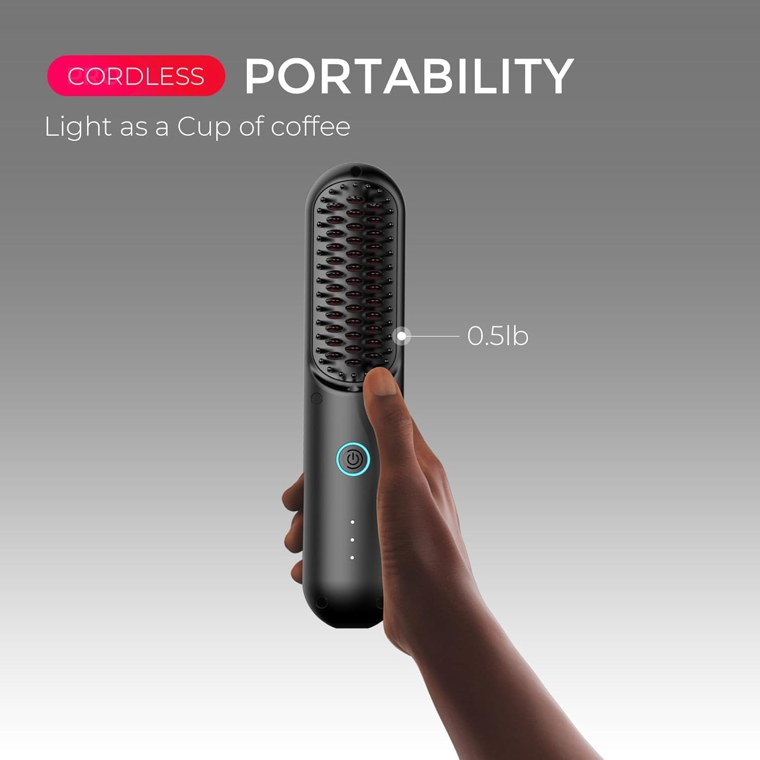 TYMO Cordless Hair Straightener Brush - Upgrade Porta ECO Portable Straightening Brush for Travel, Mini Hot Straightening Comb for Women, Ceramic Coating, Lightweight for Touch-ups,Anti-Scald, Black - Image 5