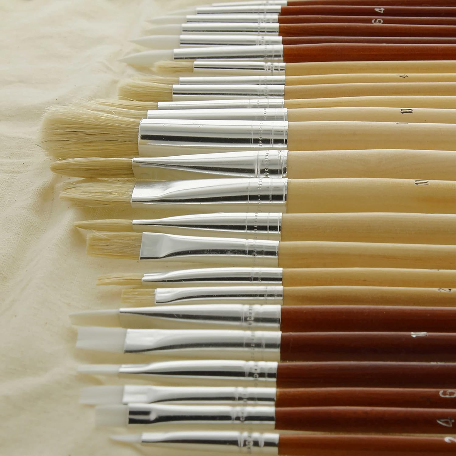 U.S. Art Supply 24-Piece Oil & Acrylic Artist Paint Brush Set with Long Handles, Canvas Brush Organizer Holder Roll-Up - Round, Flat Tips, Use for Painting Portraits, Canvas, Paper - Students, Adults - Image 4