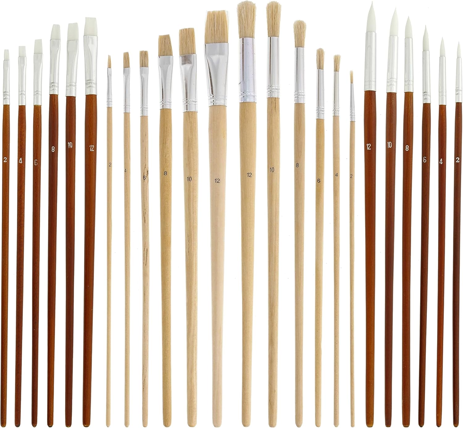 U.S. Art Supply 24-Piece Oil & Acrylic Artist Paint Brush Set with Long Handles, Canvas Brush Organizer Holder Roll-Up - Round, Flat Tips, Use for Painting Portraits, Canvas, Paper - Students, Adults - Image 2