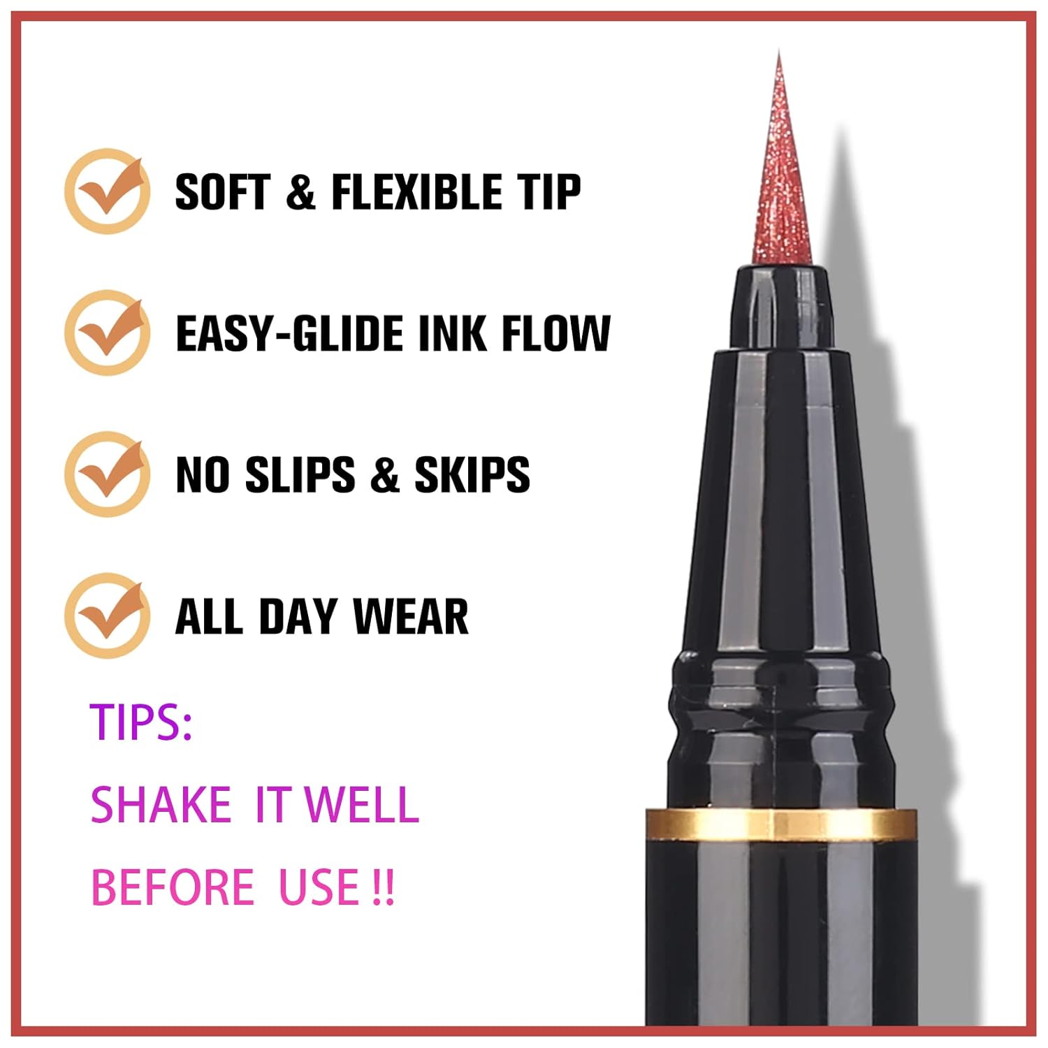 UCANBE 7 Colors Shimmer Liquid Eyeliner Makeup Set, Metallic Satin Finish Colorful Sparkling Eye Liner Pen, Long Lasting High Pigmented with Waterproof & Smudge Proof Formula - Image 5