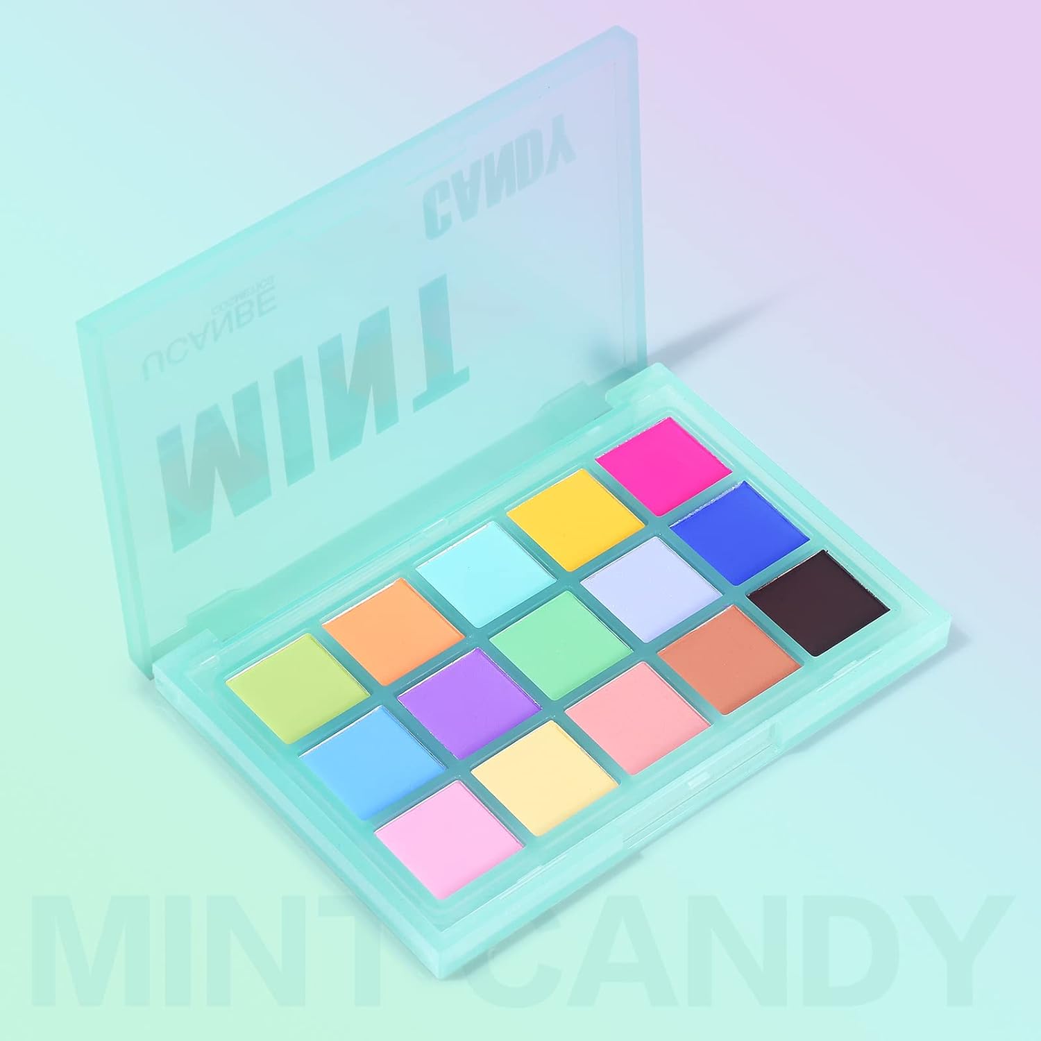 UCANBE Colorful Matte Makeup Eyeshadow Palette, 15 Shades Vibrant MACARON Pastel Eye Shadow Pallet, High Pigmented Blendable Rainbow Make Up Plattet Kit - Mint Candy - Image 7