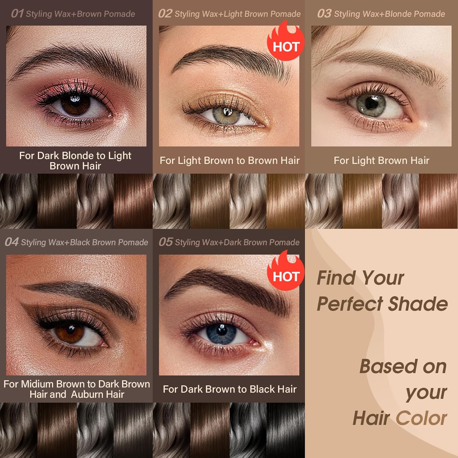 UCANBE Waterproof Eyebrow Gel + Eyebrow Styling Wax 2 in 1 Makeup Kit with 2 Pcs Dual-ended Adjustable Freely Eyebrow Brush Makeup Long Lasting Eyebrows (01 Gel/Brown Pomade, Standard) - Image 7
