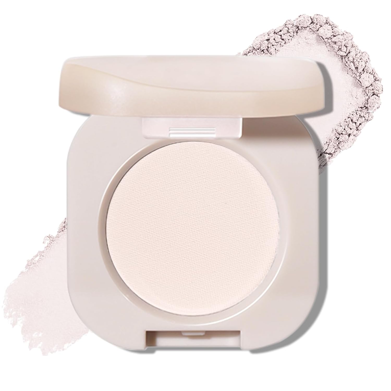 Single Matte Eyeshadow, Off White Eye Shadow, Ultra-fine Lightweight Powder, Brightenning Primer Base Eyeshadow, High Pigment, Long Lasting, Multiuse Blendable Korean Eyes Makeup, Moonlight