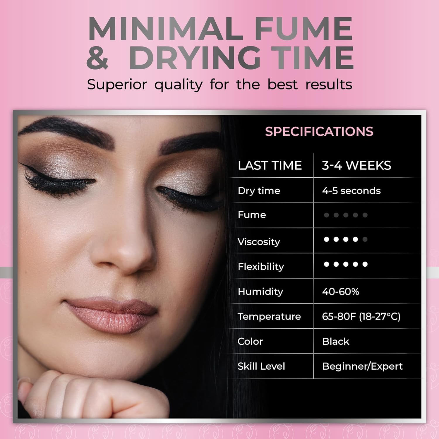 Ultra Sensitive Eyelash Extension Glue Liore Lash/Retention – 3-4 Weeks/No Burn No Irritation Lash Glue/Black Adhesive/Professional Supplies for Classic/Volume Lashes (0.17fl.oz / 5ml) - Image 2