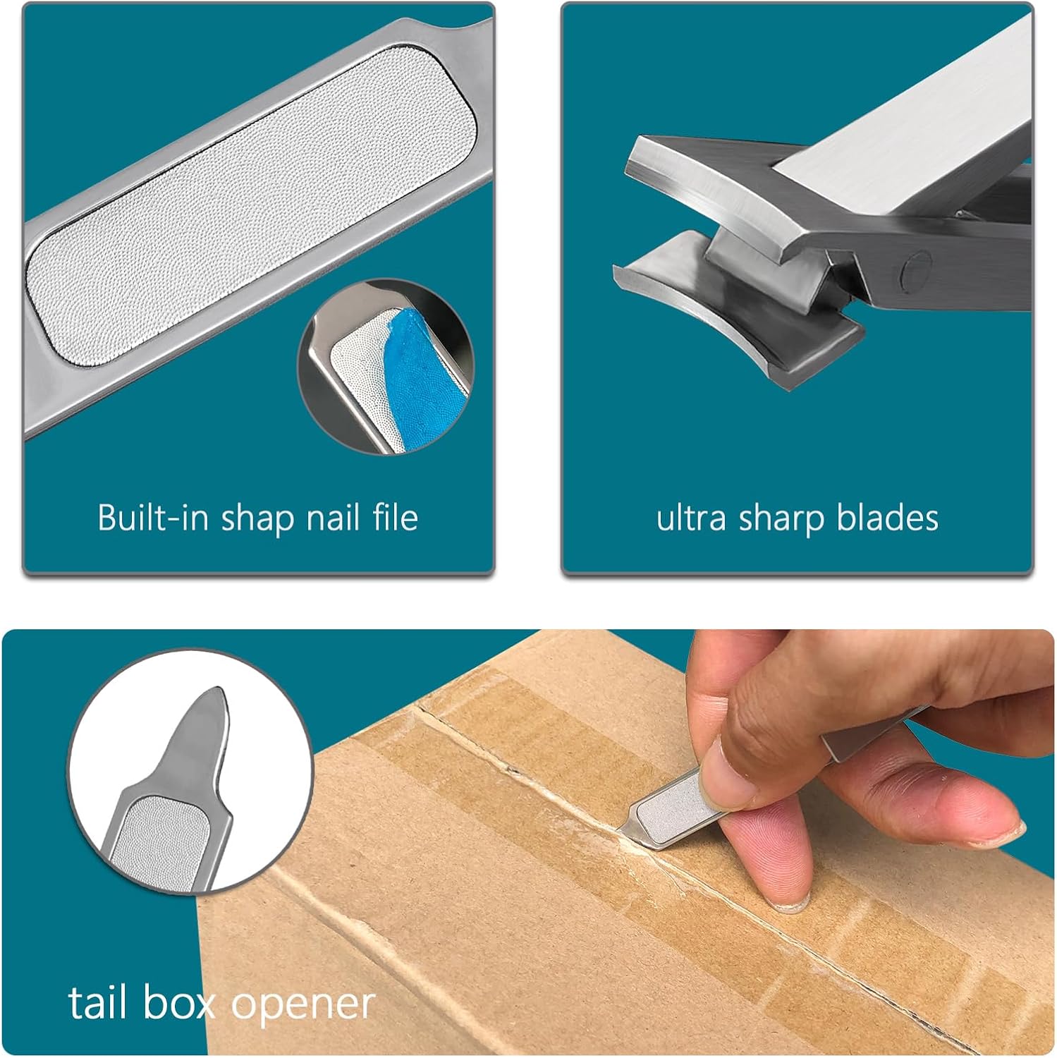 Ultra Thin Portable Fingernail Clipper Small Pocket Folding Nail Clippers, Wide Jaw Cutter with Keychain Curved Trimmer, Flip Open Brushed Finish (Small-Brushed) - Image 5