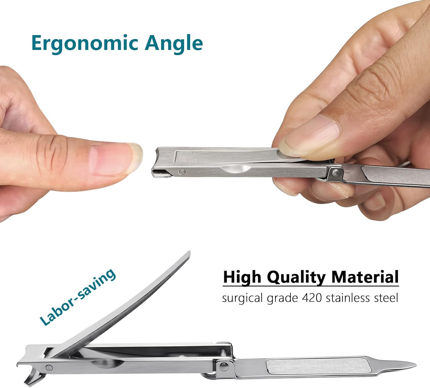 Ultra Thin Portable Fingernail Clipper Small Pocket Folding Nail Clippers, Wide Jaw Cutter with Keychain Curved Trimmer, Flip Open Brushed Finish (Small-Brushed) - Image 7