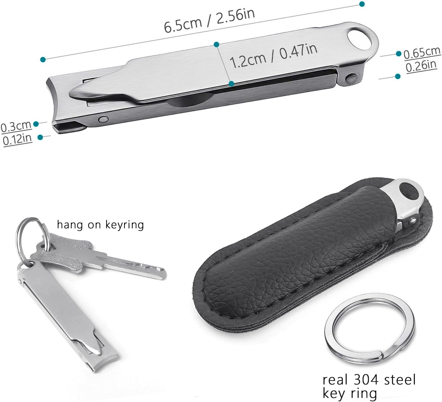 Ultra Thin Portable Fingernail Clipper Small Pocket Folding Nail Clippers, Wide Jaw Cutter with Keychain Curved Trimmer, Flip Open Brushed Finish (Small-Brushed) - Image 8