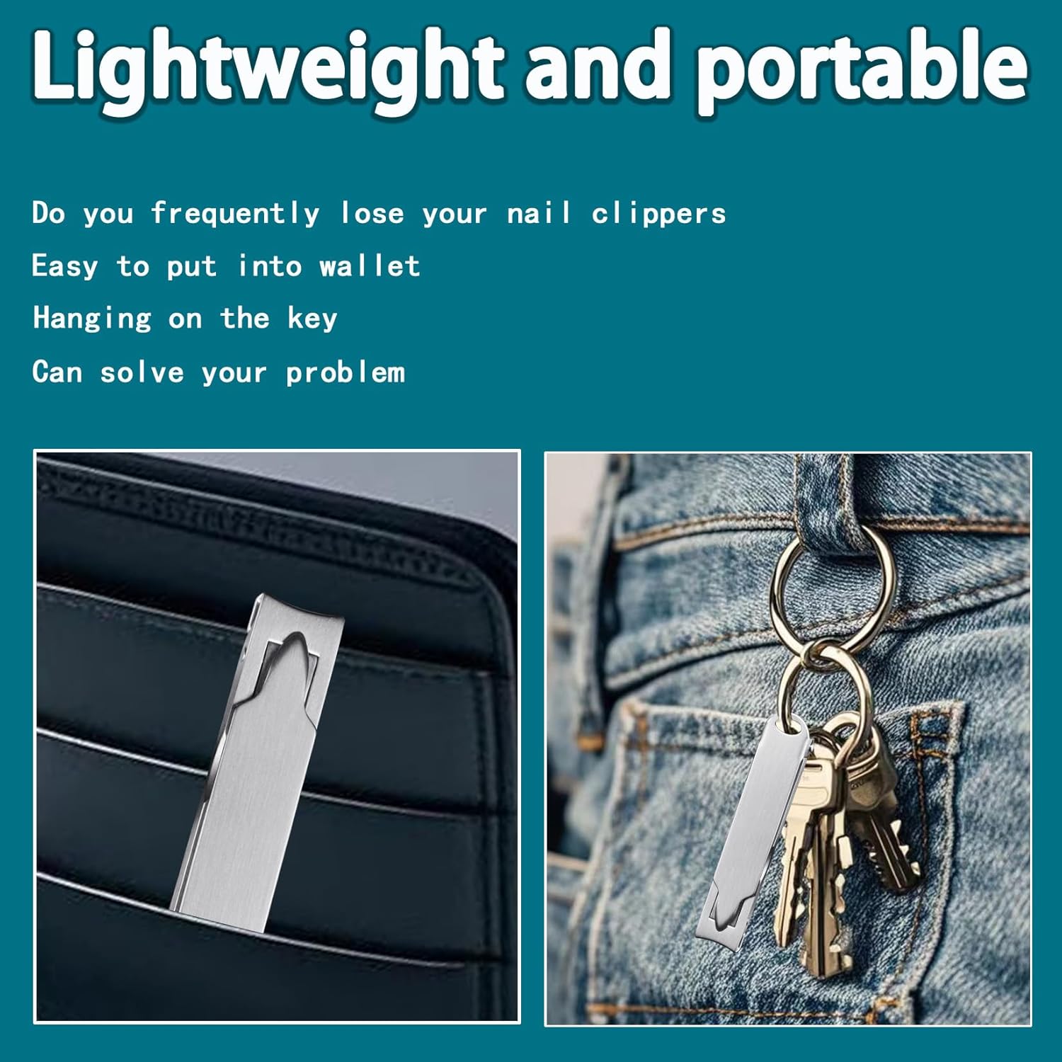 Ultra Thin Portable Fingernail Clipper Small Pocket Folding Nail Clippers, Wide Jaw Cutter with Keychain Curved Trimmer, Flip Open Brushed Finish (Small-Brushed) - Image 2