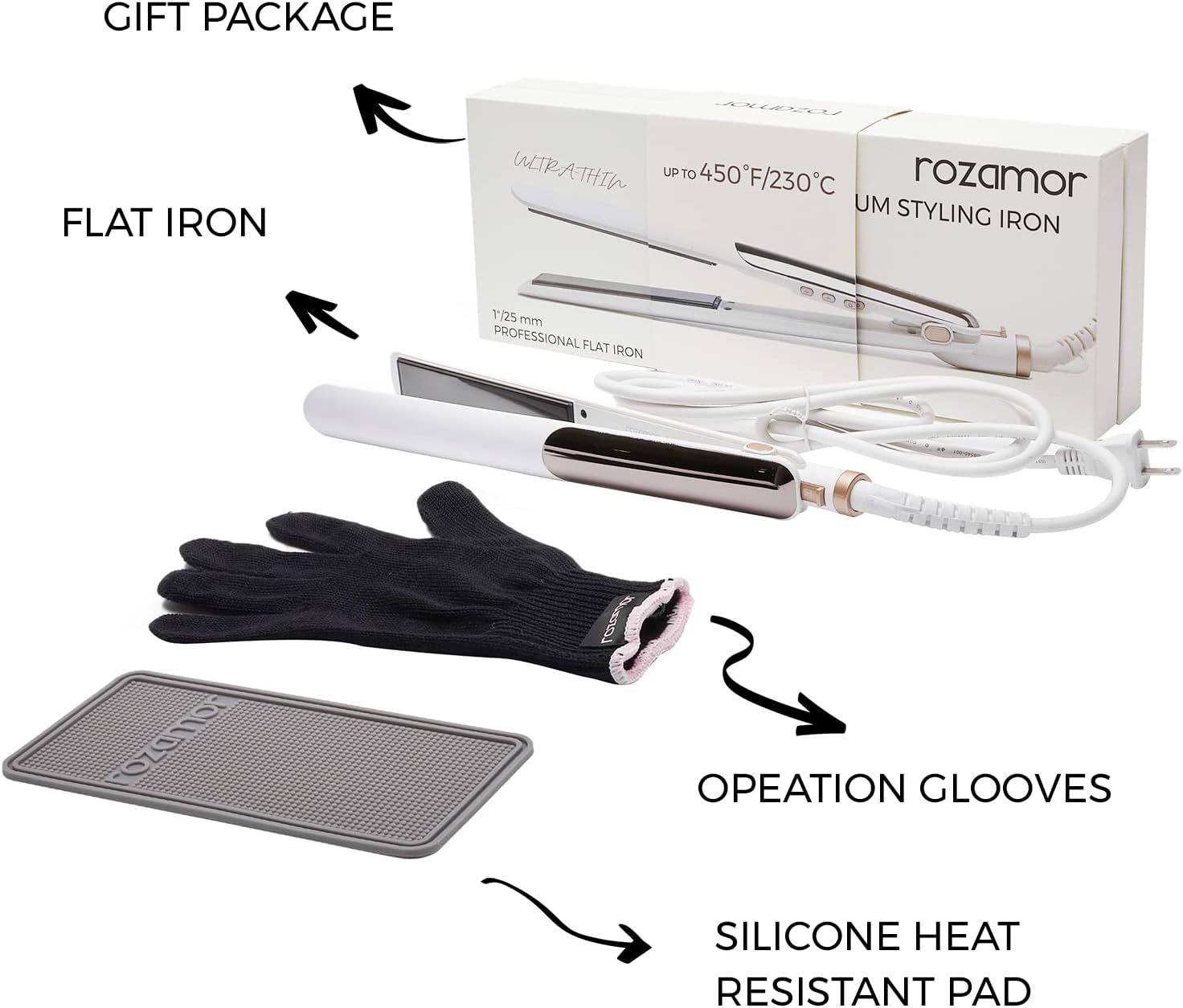 Ultra Thin Titanium Flat Iron Hair Straightener, 1 Inch Double Side Fast Heating Styling Iron for Straightening or Curling, Dual Voltage Real-Time Temp Display, White - Image 5