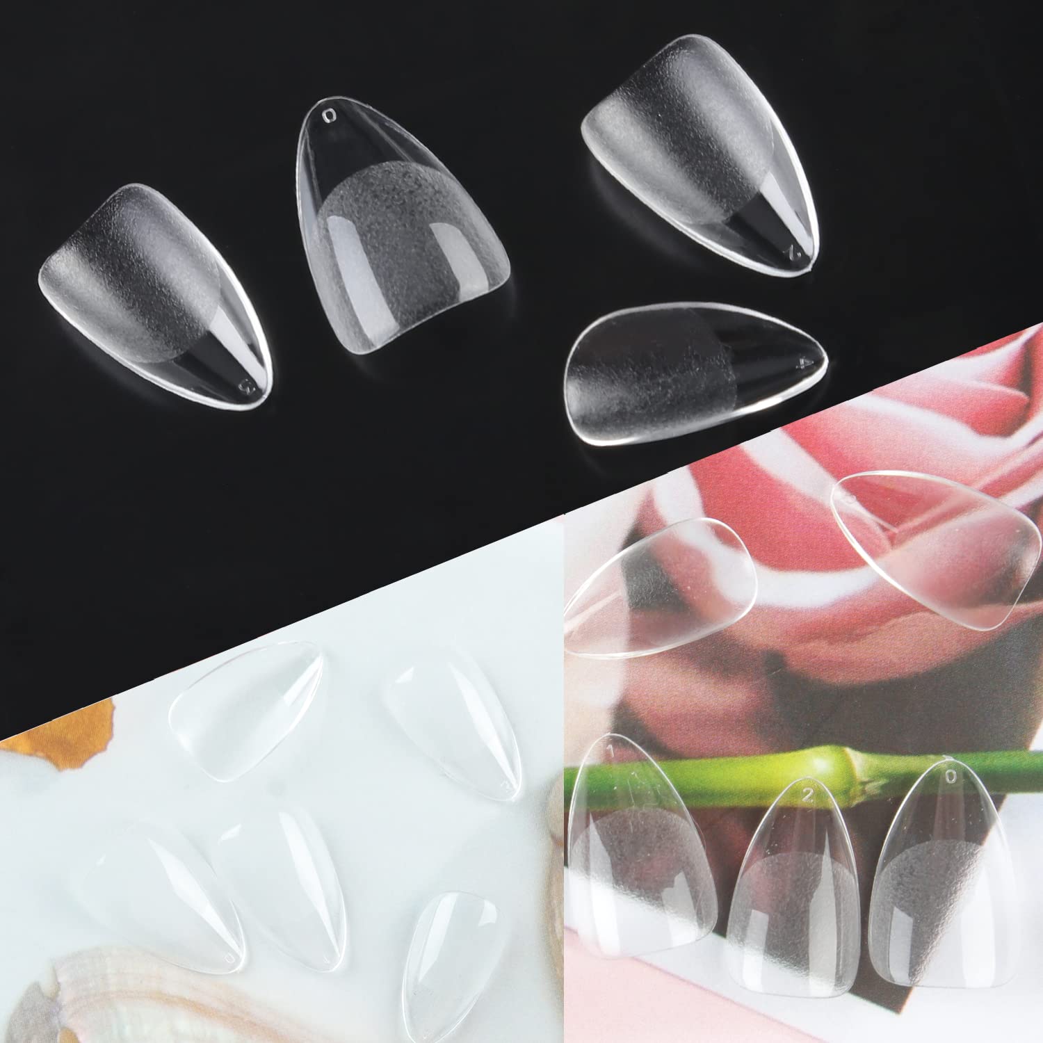 UNA GELLA Short Almond Fake Nails 216pcs Pre-shape Gel Acrylic Nail Tips for Full Cover Nail Extension Home DIY Nail Salon 12 Sizes Gelly Tips - Image 5