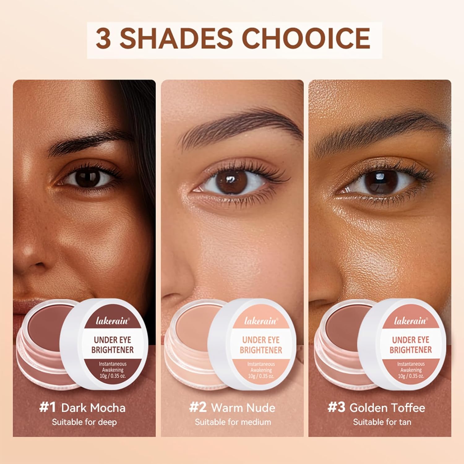 Under Eye Brightener & Concealer - Hydrating Color Corrector for Dark Circles, Lightweight Undereye Brightening Cream with Hyaluronic Acid & Shea Butter, Smooth & Blendable (Warm Nude, 1) - Image 4