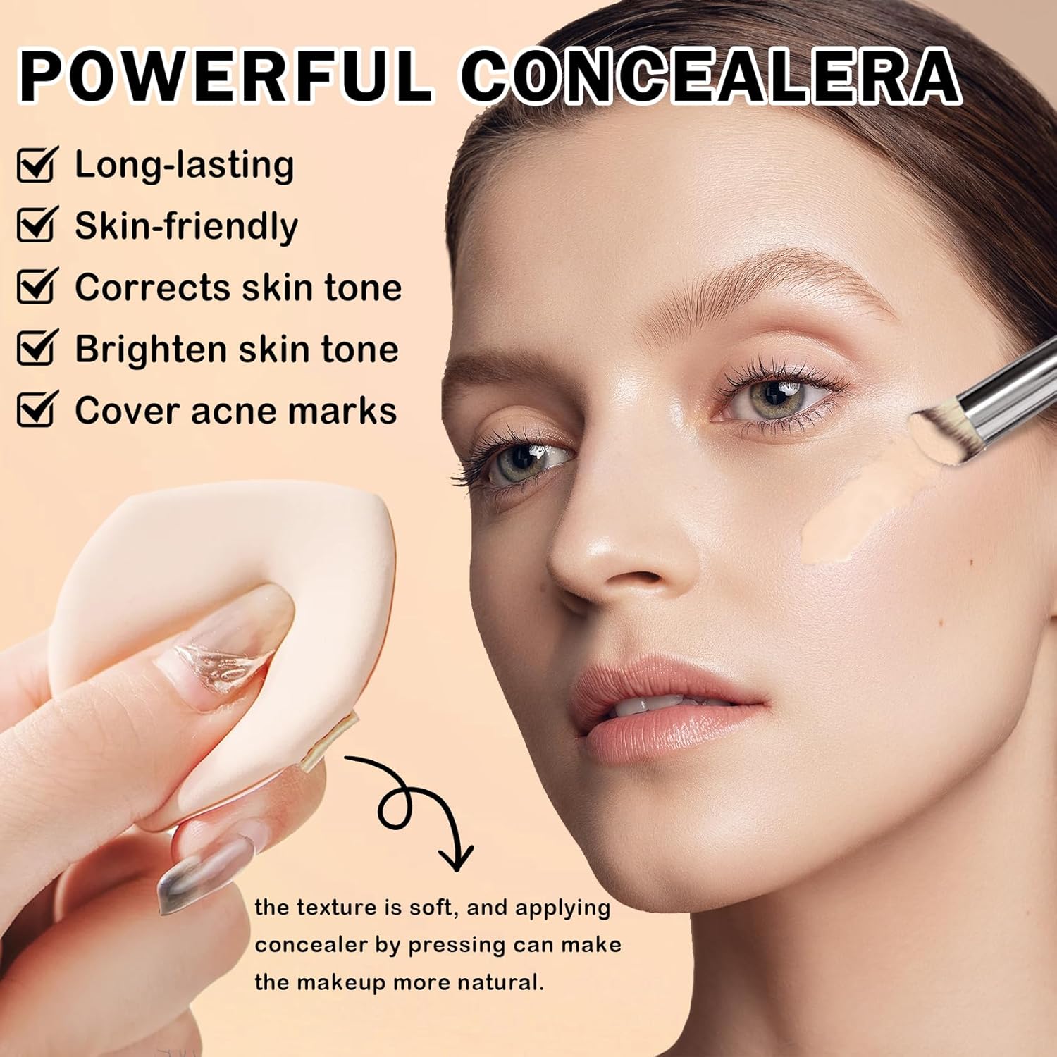 Under Eye Color Corrector,Cream Concealer Full Coverage for Mature Skin,Vegan Under Eye Cream Dark Circles Cover up Makeup Concealer Makeup,Under Eye Brightener (04 Nougatine) - Image 5