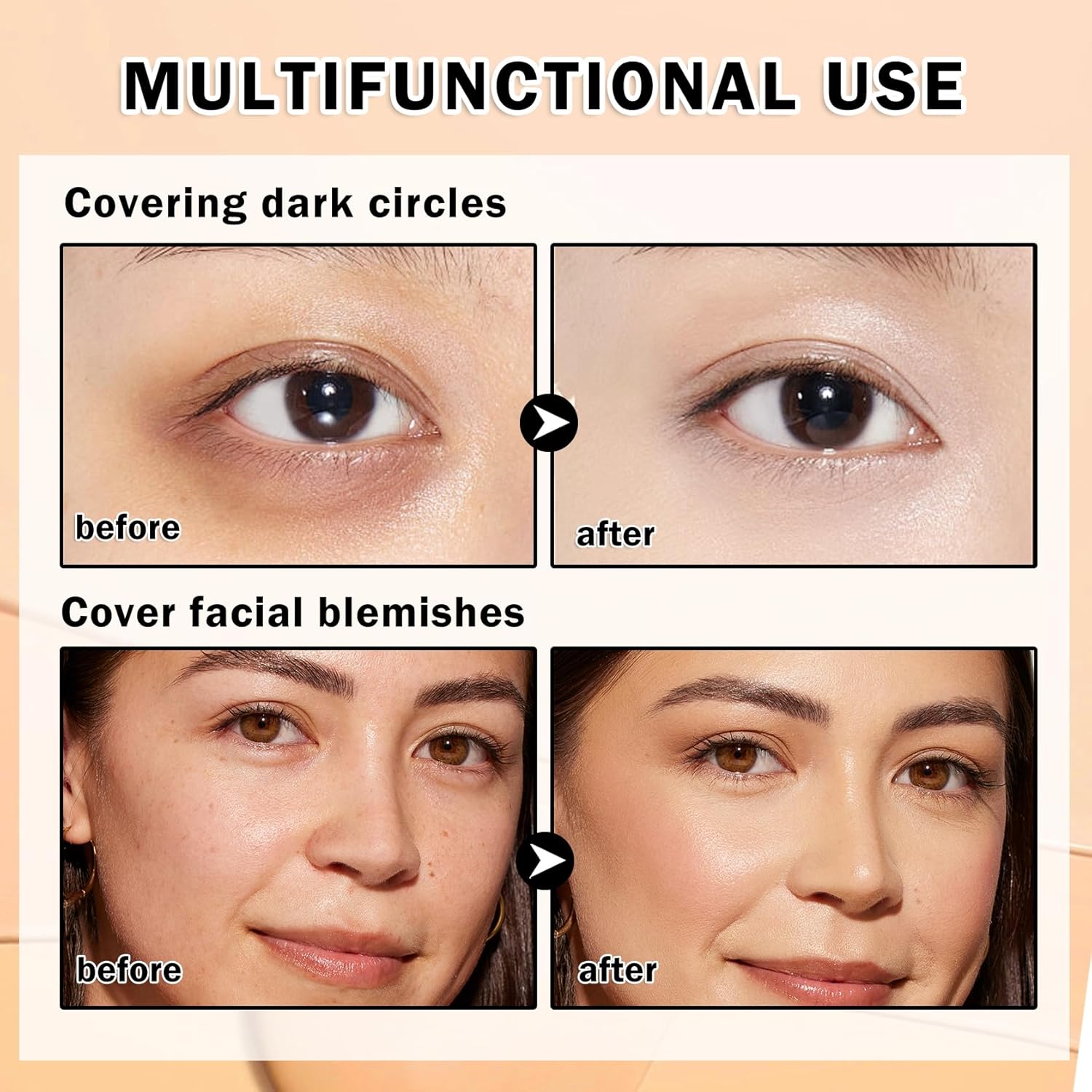 Under Eye Color Corrector,Cream Concealer Full Coverage for Mature Skin,Vegan Under Eye Cream Dark Circles Cover up Makeup Concealer Makeup,Under Eye Brightener (04 Nougatine) - Image 3