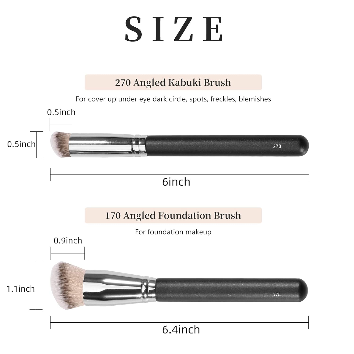 Under Eye Concealer Brush & Foundation Brush for Liquid Makeup, 2PCS Dense Synthetic Angled Kabuki Blending Makeup Brush, for Liquid, Cream and Setting Powder - Image 5
