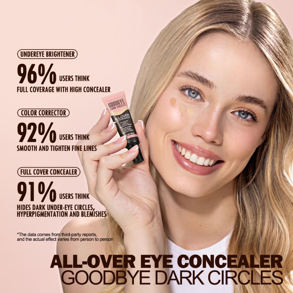 Under Eye Concealer, Color Corrector for Dark Circles, 【Full Coverage & Brightening】【Waterproof & Long Lasting】【Lightweight】Natural Matte Finish Concealer for Women, 01 Light - Image 5