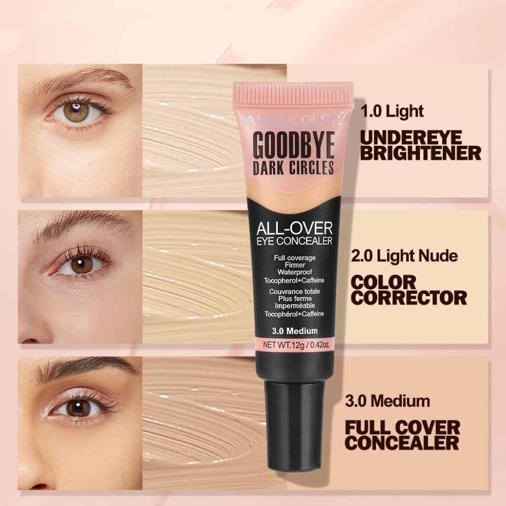 Under Eye Concealer, Color Corrector for Dark Circles, 【Full Coverage & Brightening】【Waterproof & Long Lasting】【Lightweight】Natural Matte Finish Concealer for Women, 01 Light - Image 2