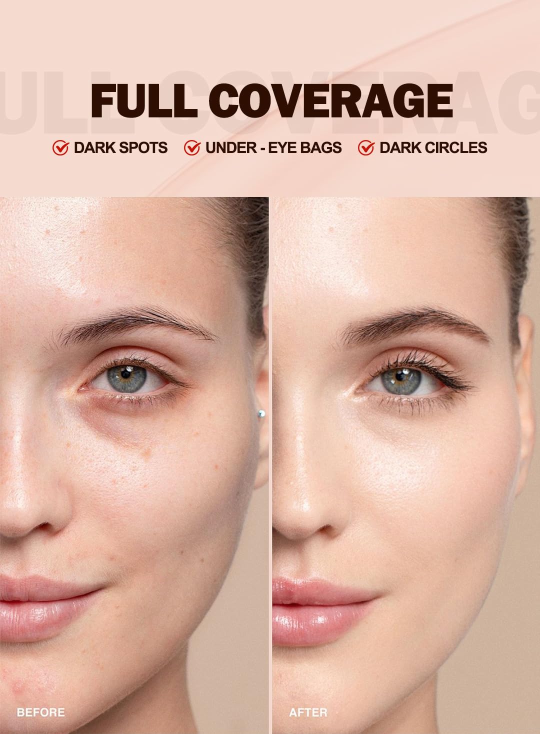 Under Eye Concealer, Color Corrector for Dark Circles, 【Full Coverage & Brightening】【Waterproof & Long Lasting】【Lightweight】Natural Matte Finish Concealer for Women, 01 Light - Image 6