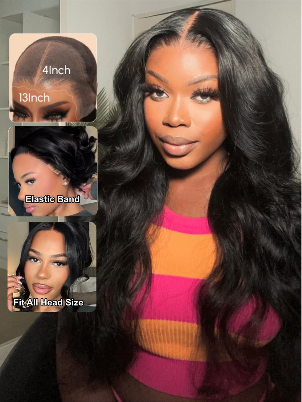 UNICE Pre Everything Body Wave 13x4 Lace Front Wigs Human Hair with Elastic Drawstring Glueless Wig Human Hair Pre Plucked Pre Cut Lace Bleached Knots Ready to Wear Frontal Wig 20 Inches - Image 2