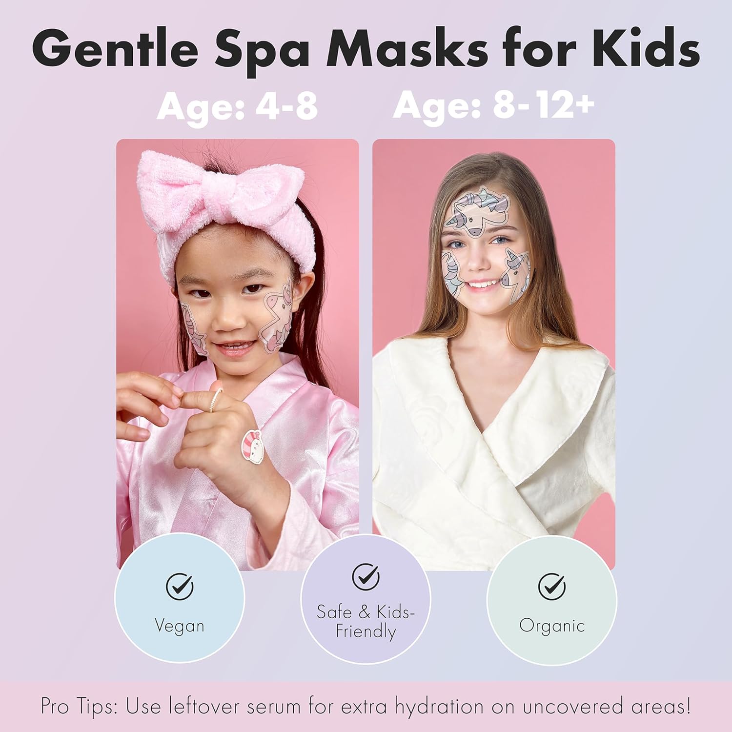 Unicorn Kids Face Masks Skincare Set(20pcs), Organic, Vegan & Kid Safe Skin Care Ages 4+, Cute Animal Sheet Masks for Girls, Spa Day, Sleepover, Slumber Party Favors, Stuffs and Gifts for Little Girls - Image 2