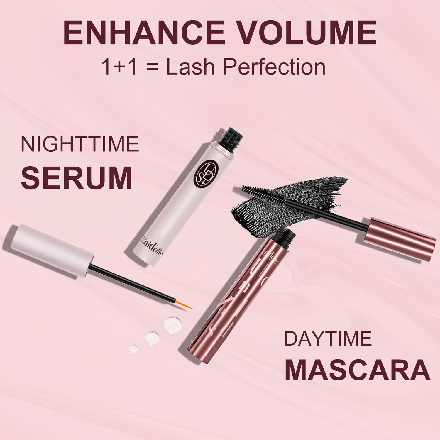 Unidollss Tubing Mascara Volume and Length Black and Lash Serum Set Lengthening Long Lasting All Day,Eyelash Growth Serum for Thicker,Longer Lash and Eyebrow,Tubing Mascara for 30+ Women,Gluten-free - Image 7