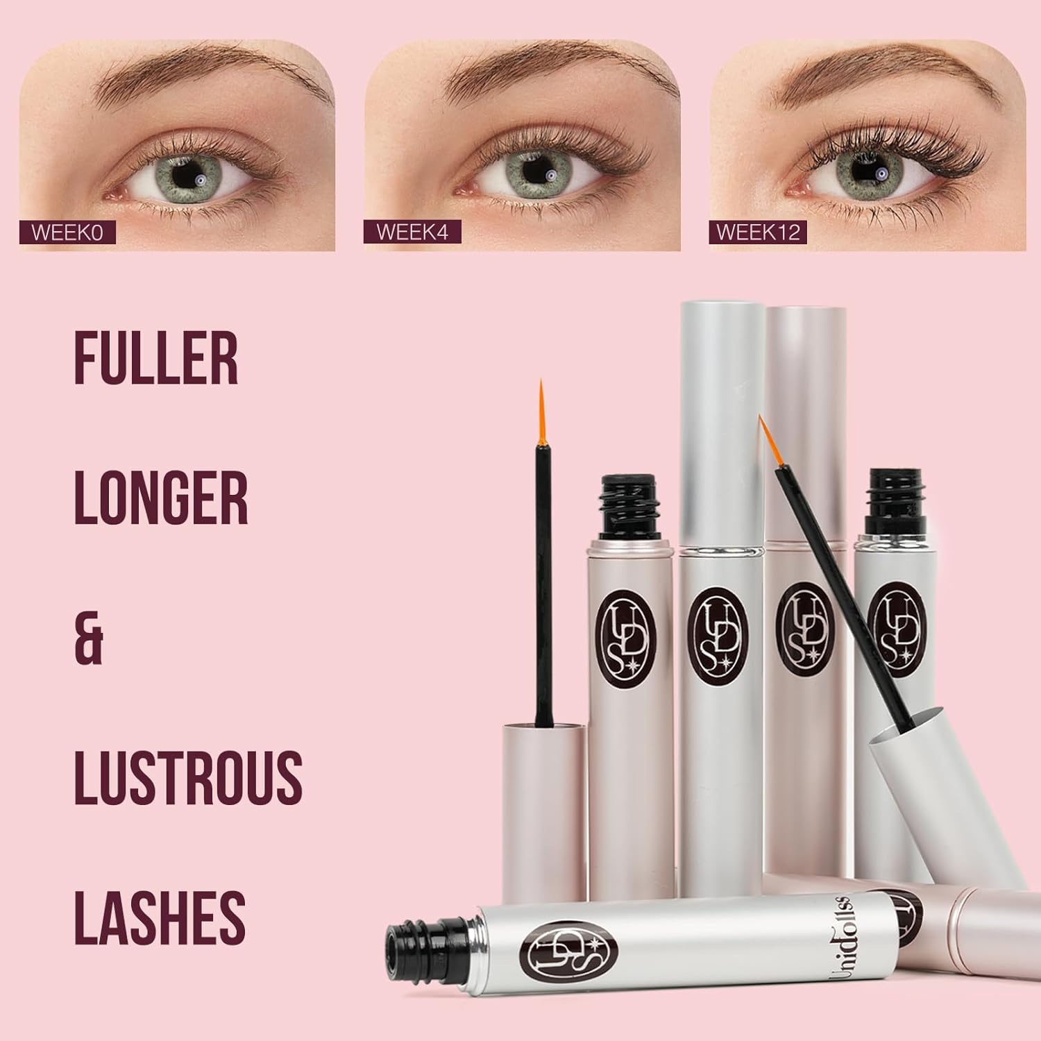 Unidollss Tubing Mascara Volume and Length Black and Lash Serum Set Lengthening Long Lasting All Day,Eyelash Growth Serum for Thicker,Longer Lash and Eyebrow,Tubing Mascara for 30+ Women,Gluten-free - Image 5