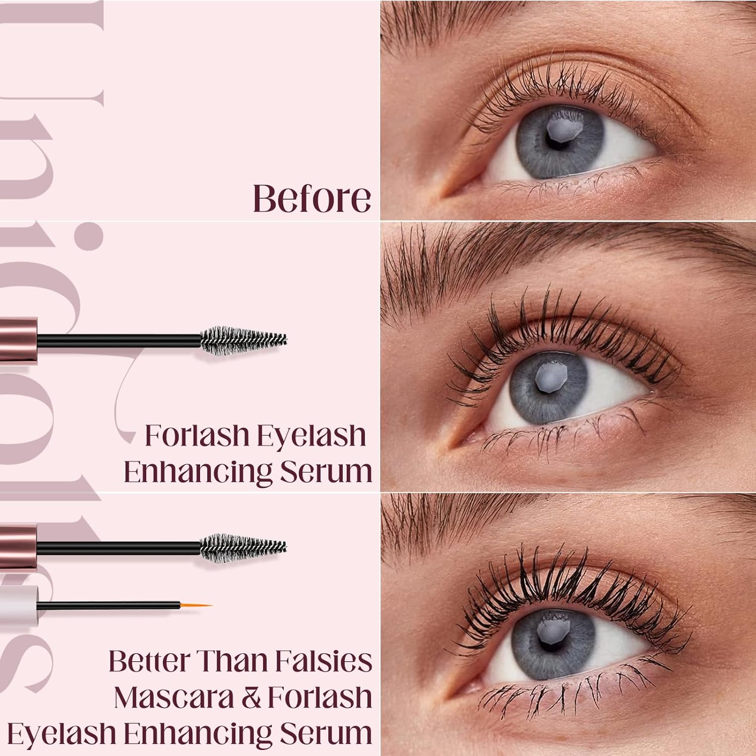 Unidollss Tubing Mascara Volume and Length Black and Lash Serum Set Lengthening Long Lasting All Day,Eyelash Growth Serum for Thicker,Longer Lash and Eyebrow,Tubing Mascara for 30+ Women,Gluten-free - Image 4