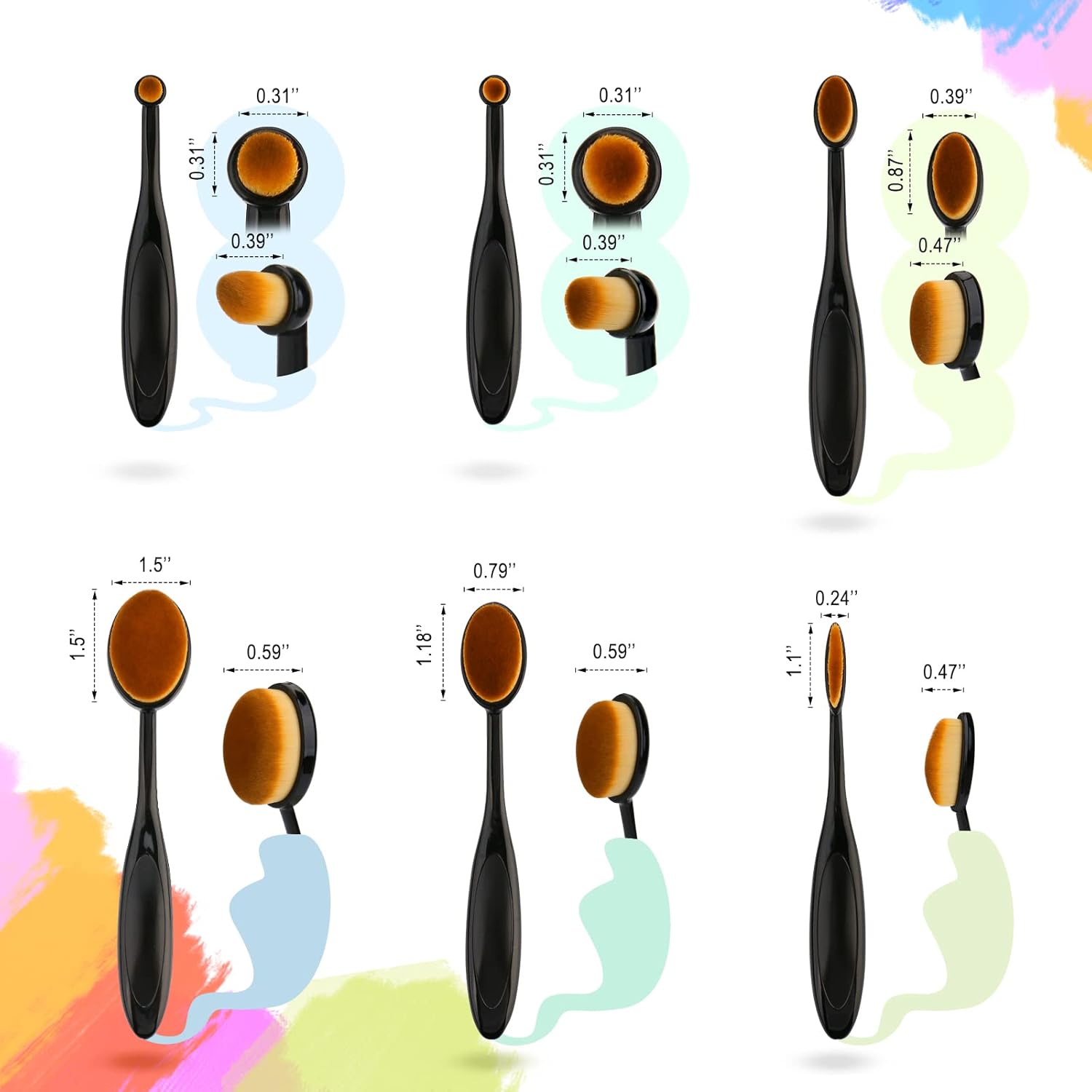 UNIMEIX 6 Pack Blending Brush for Card Making Crafting Ink Blender Brushes Set Tool Paper Background Brush Drawing (Brown) - Image 7
