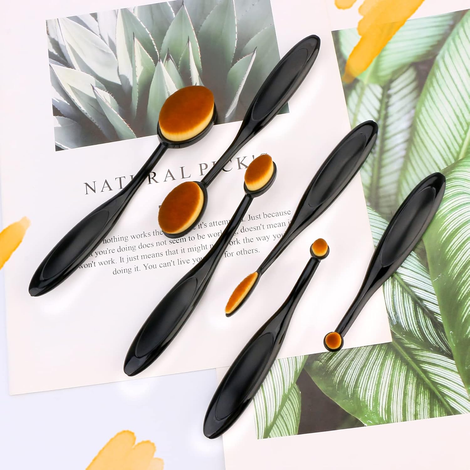 UNIMEIX 6 Pack Blending Brush for Card Making Crafting Ink Blender Brushes Set Tool Paper Background Brush Drawing (Brown) - Image 3