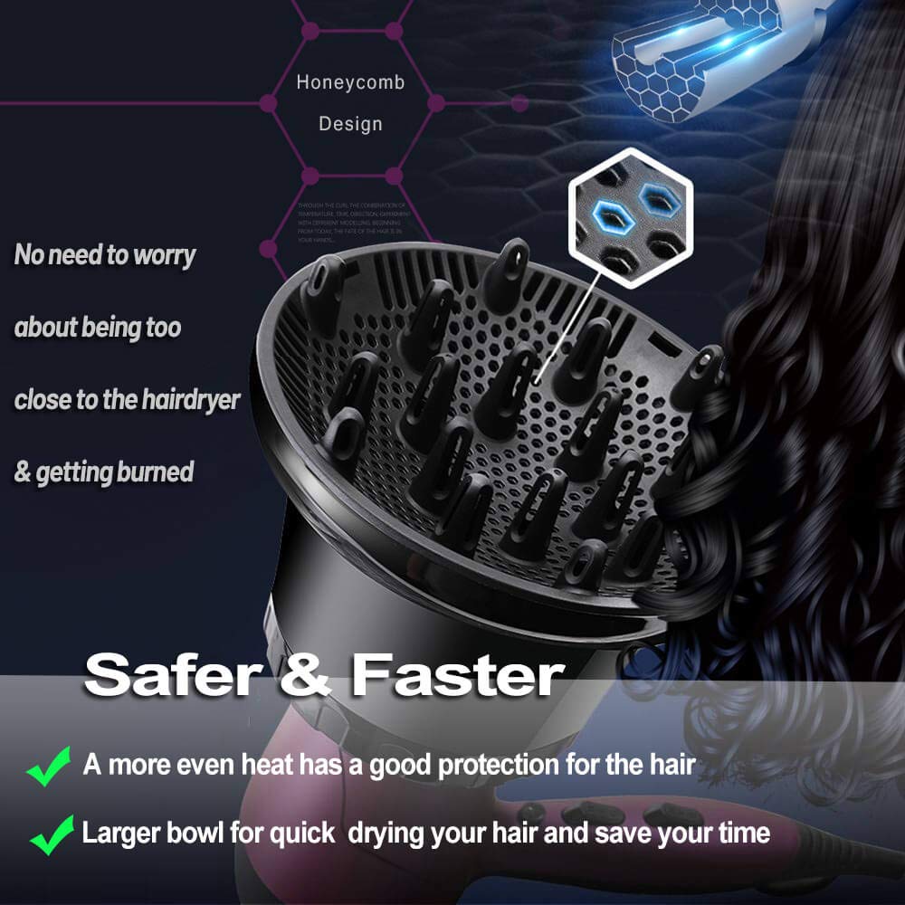 Universal Hair Diffuser, Hair Dryer Diffuser Attachment for Curly and Natural Wavy Hair, Professional Blow Dryer Diffuser, Adjustable from 1.4 Inch to 2.6 Inch - Image 4