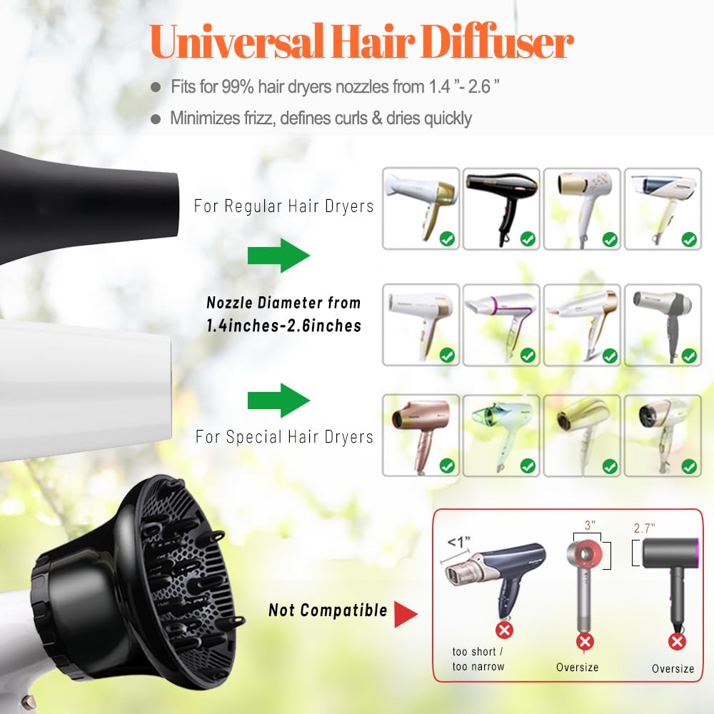 Universal Hair Diffuser, Hair Dryer Diffuser Attachment for Curly and Natural Wavy Hair, Professional Blow Dryer Diffuser, Adjustable from 1.4 Inch to 2.6 Inch - Image 3