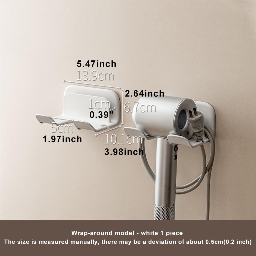 Universal Hair Dryer Holder, Blow Dryer Hanger Wall Mount for Hair Dryer Hook with Plug&Cord Organizer Self Adhesive for Cabinet Bathroom |White | 5x4 Inch - Image 9