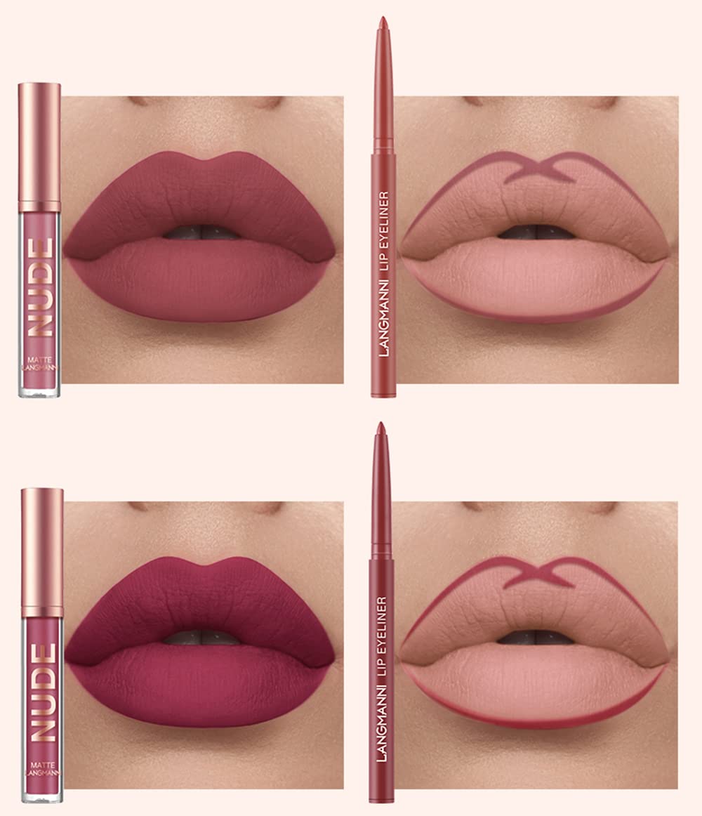 URQT 12pcs Lip Liner and Lipstick Set, 6 Velvety Matte Liquid Lipsticks + 6 Matching Smooth Lip Liner One Step Lips Long Lasting Waterproof Makeup Kits Gift Set - Image 5