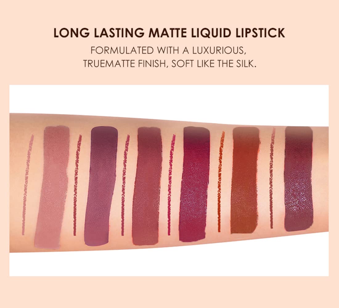 URQT 12pcs Lip Liner and Lipstick Set, 6 Velvety Matte Liquid Lipsticks + 6 Matching Smooth Lip Liner One Step Lips Long Lasting Waterproof Makeup Kits Gift Set - Image 7