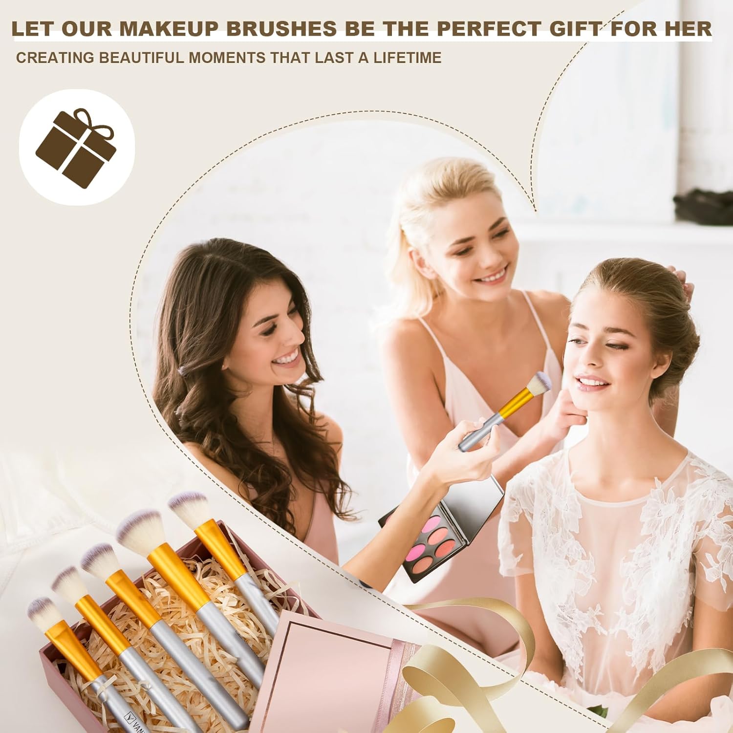 VANDER Makeup Brushes 24Pcs Makeup Brush Set - Professional Make Up Brushes with Soft Synthetic Bristles & Wooden Handle, Includes Makeup Bag for Travel,Champagne - Image 8