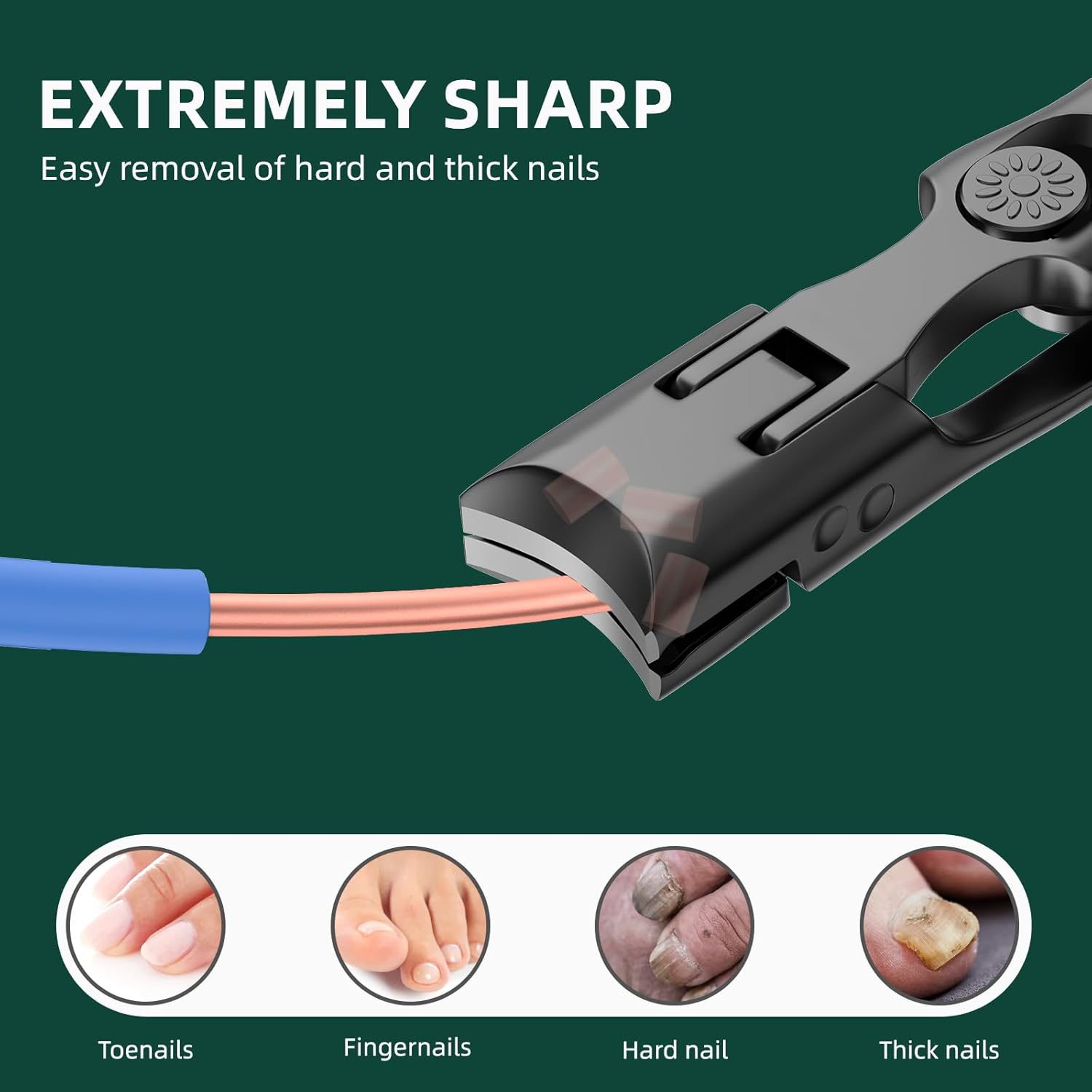 VANWIN German Nail Clippers for Thick Nails, Large Wide Jaw Opening, No Splash Design, Safety Lock, Women & Men - Image 5