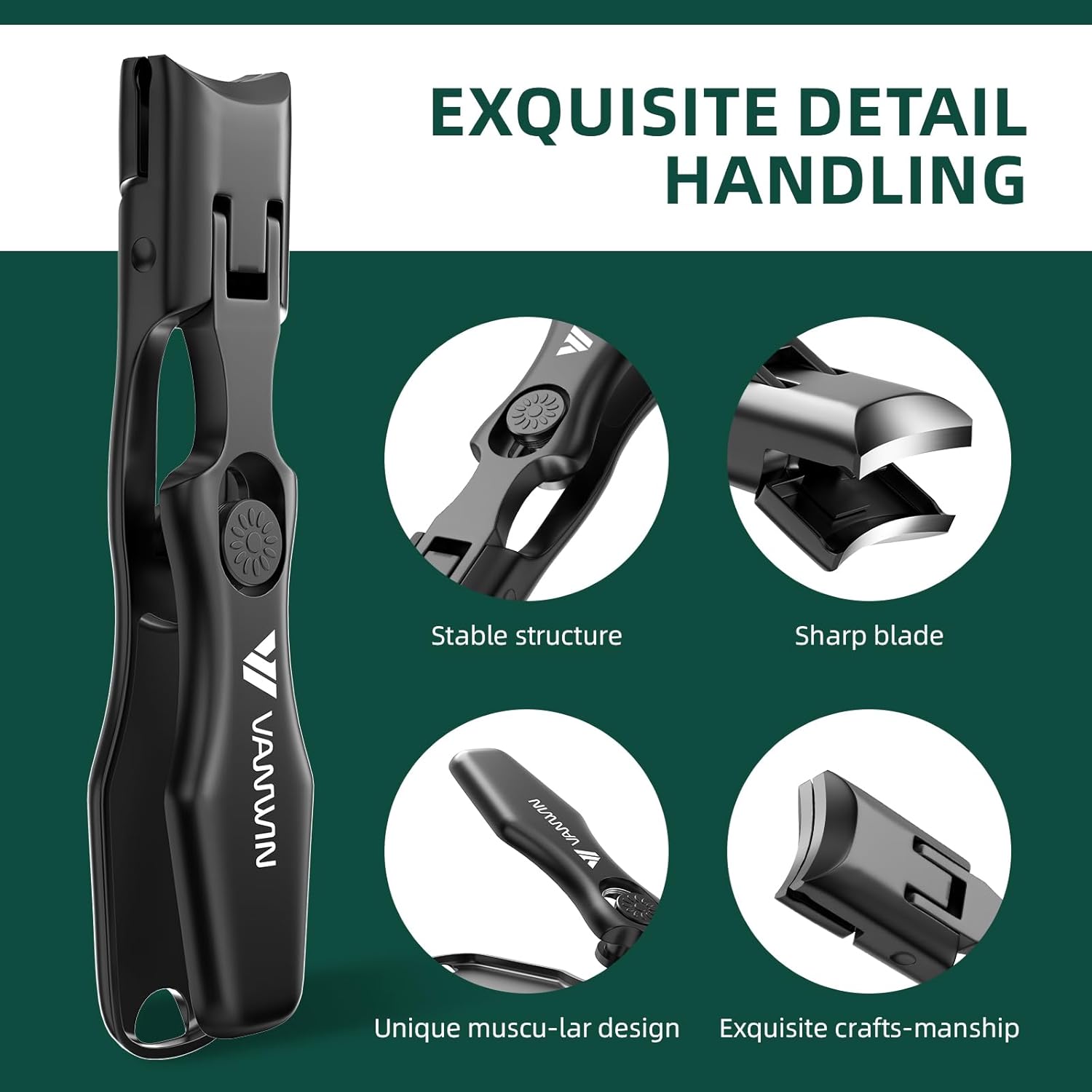 VANWIN German Nail Clippers for Thick Nails, Large Wide Jaw Opening, No Splash Design, Safety Lock, Women & Men - Image 6