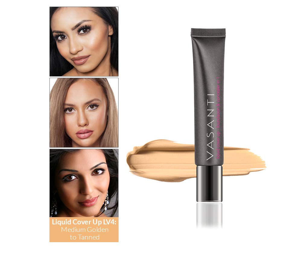VASANTI Oil-Free Foundation & Concealer in 1 - Liquid Cover-Up (V4) - Full Matte Coverage Long Lasting Paraben-Free Vegan Friendly Makeup - Image 2