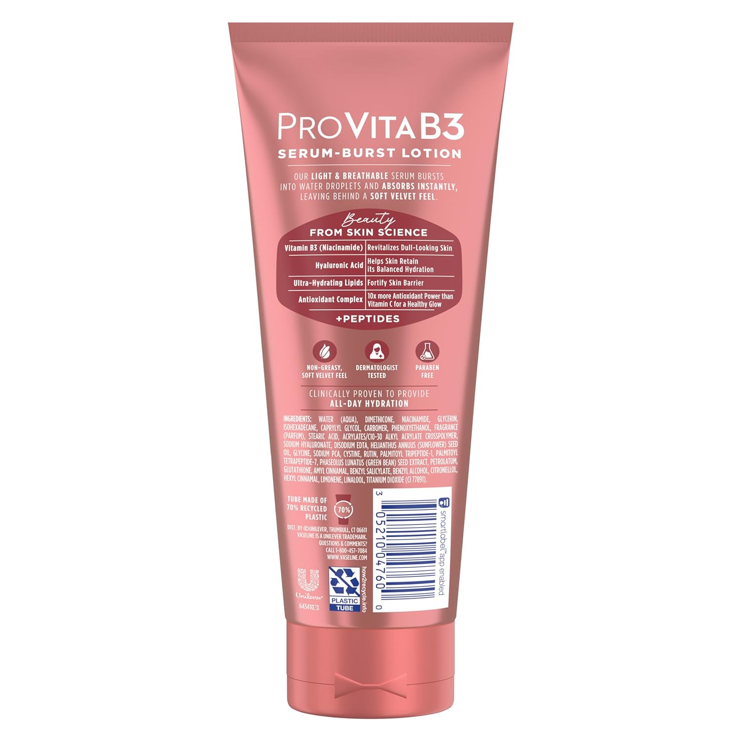 Vaseline Pro VitaB3 Serum Burst Lotion Supple & Soft Healthy, Hydrated Skin, Lightweight 10x Antioxidant Power of Vitamin C with Vitamin B3, Hyaluronic Acid & Peptides, 7.5 fl oz - Image 2